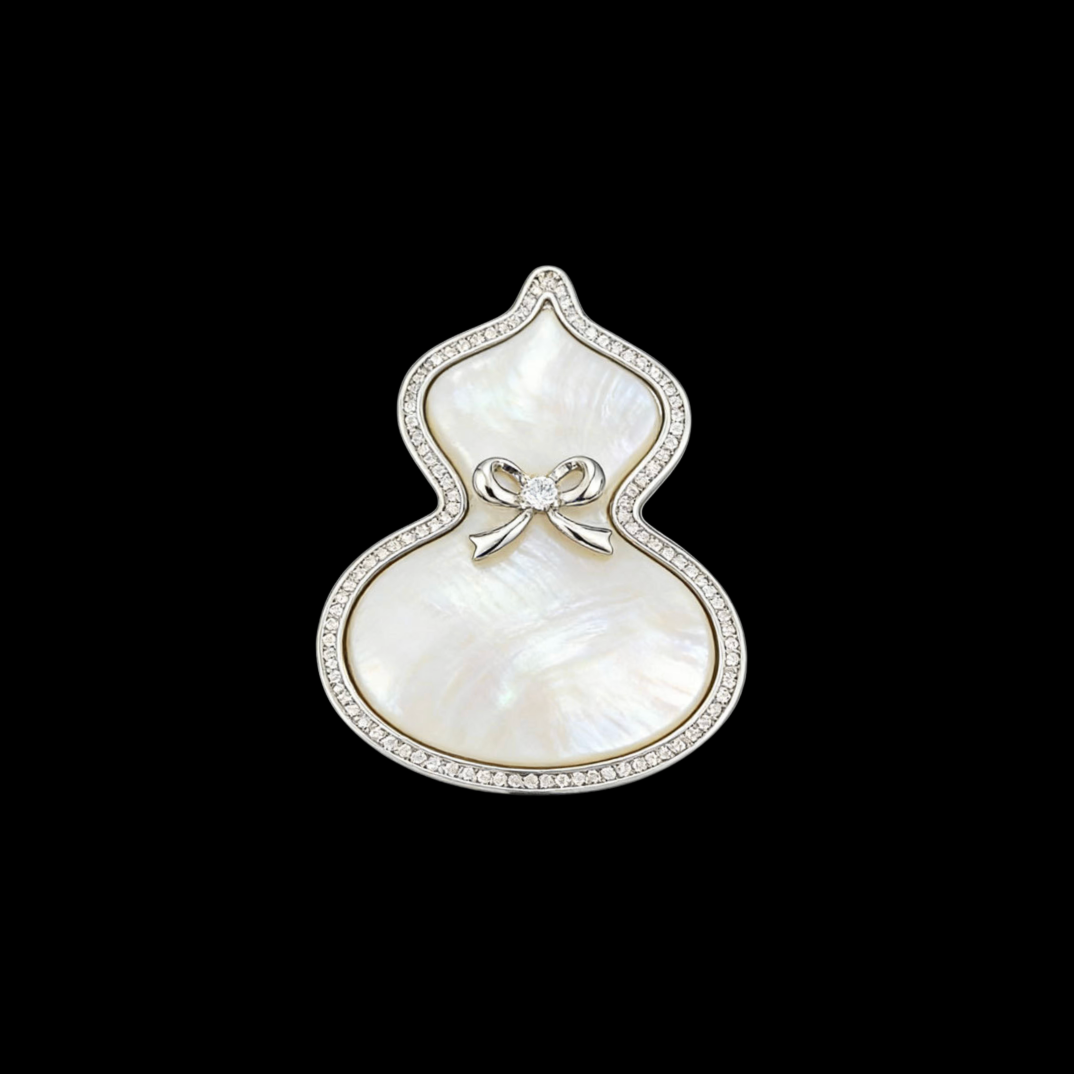 Silver Bow Gourd Brooch