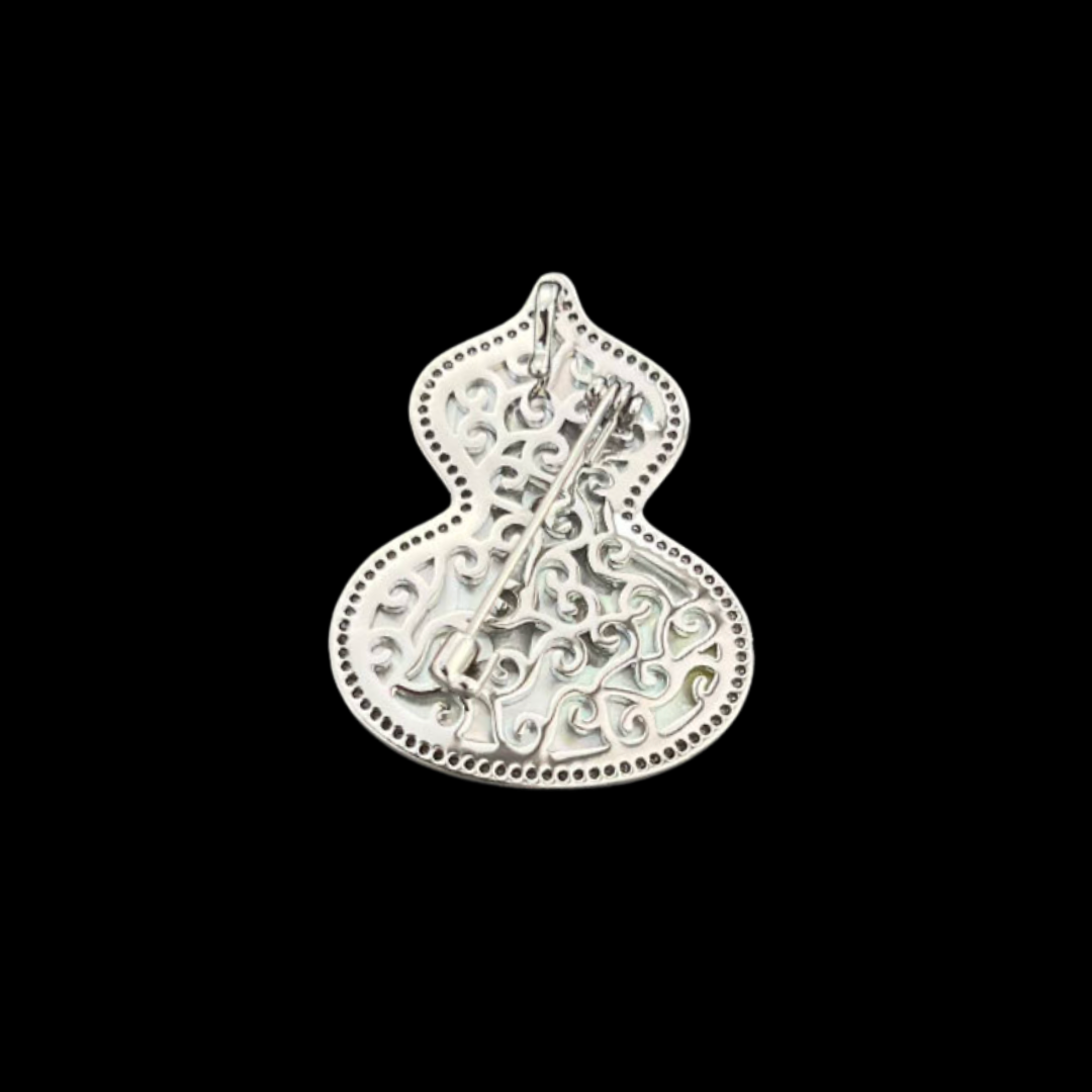 Silver Bow Gourd Brooch