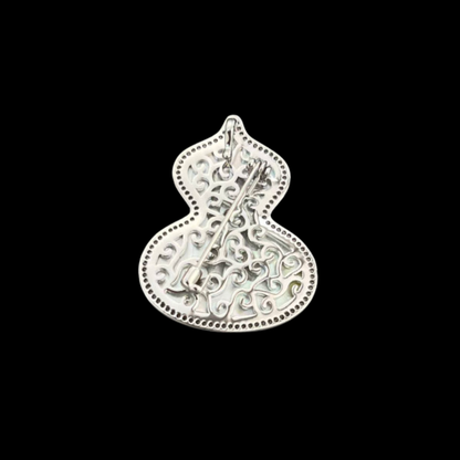 Silver Bow Gourd Brooch