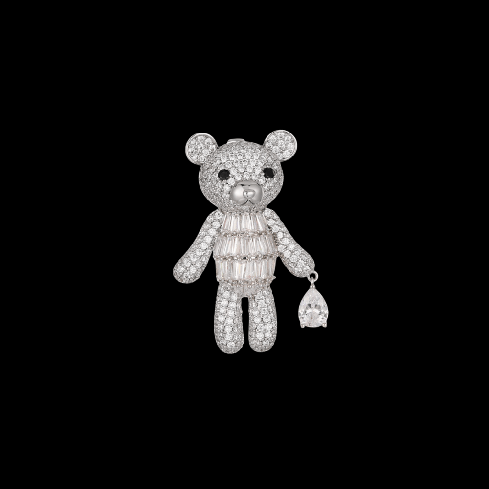 AVELIA Silver Crystal Bear Brooch