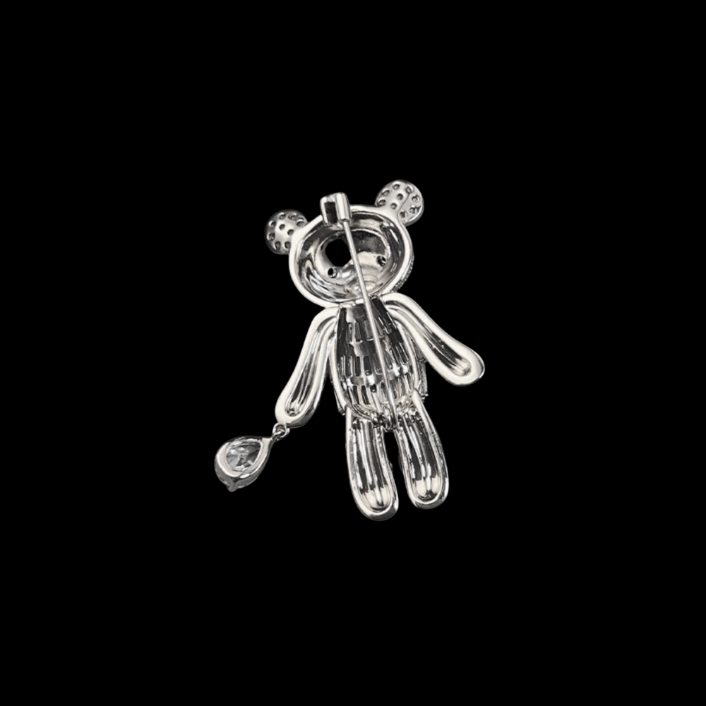 AVELIA Silver Crystal Bear Brooch