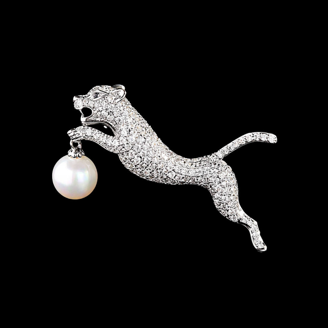 AVELIA Silver Crystal Cheetah Brooch