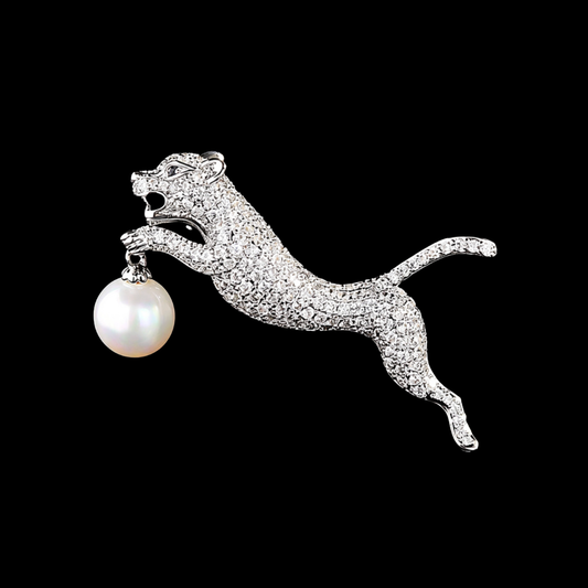 AVELIA Silver Crystal Cheetah Brooch