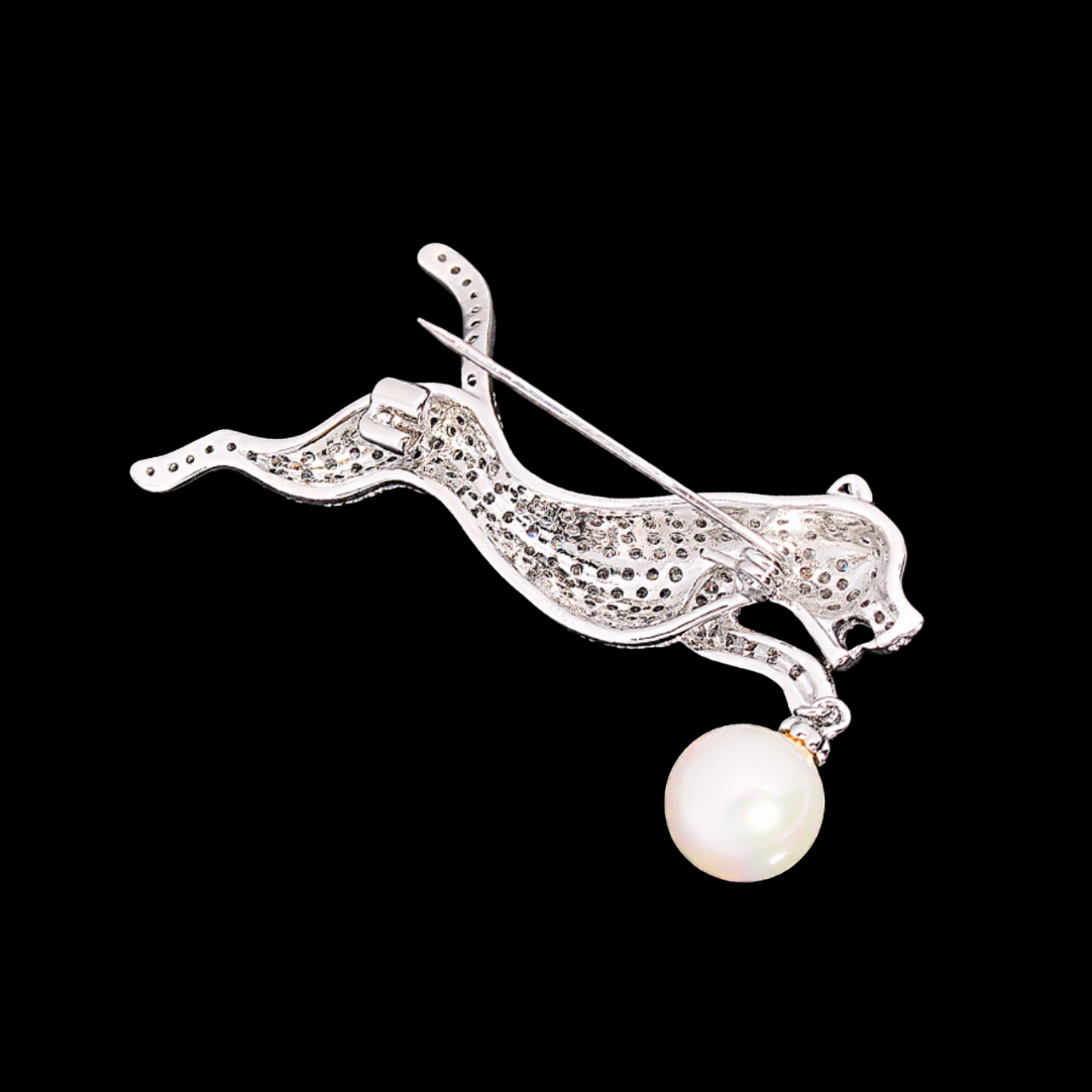 AVELIA Silver Crystal Cheetah Brooch