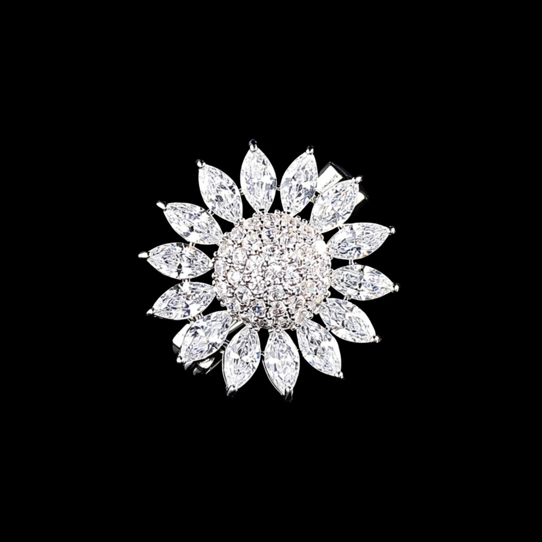 AVELIA Silver Crystal Daisy Brooch
