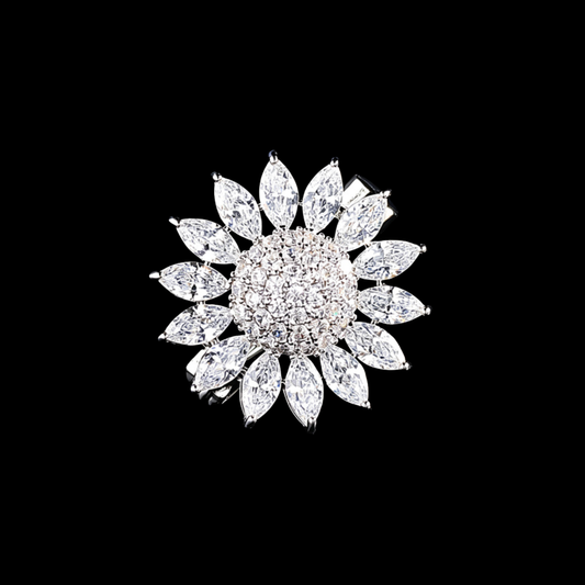 AVELIA Silver Crystal Daisy Brooch