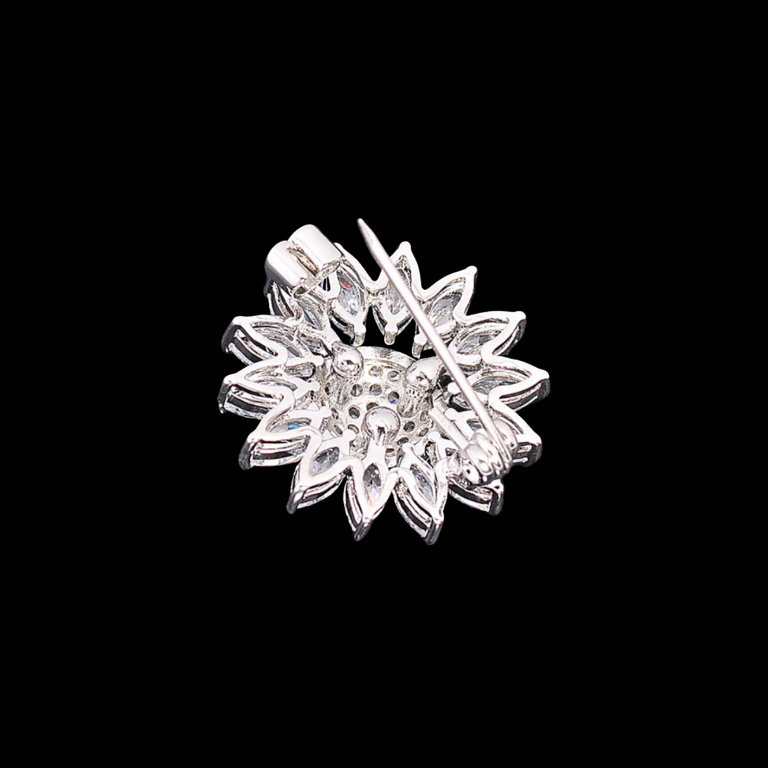 AVELIA Silver Crystal Daisy Brooch