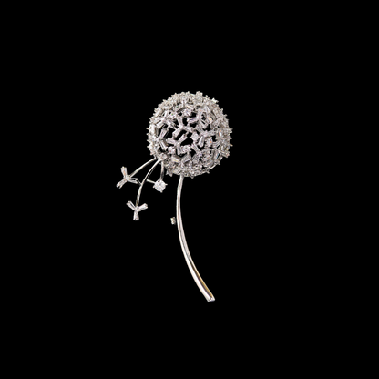 AVELIA Silver Crystal Dandelion brooch