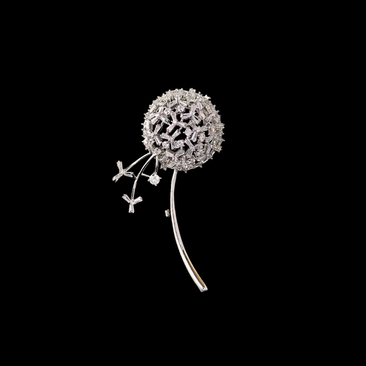 AVELIA Silver Crystal Dandelion brooch