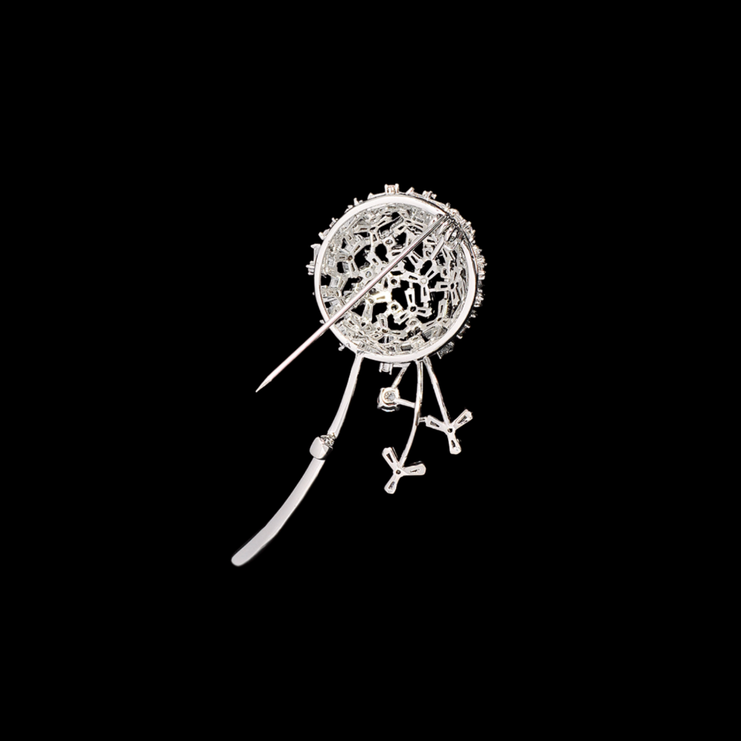 AVELIA Silver Crystal Dandelion brooch