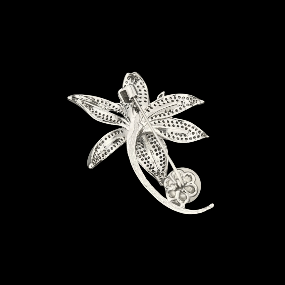 AVELIA Silver Crystal Lily Brooch