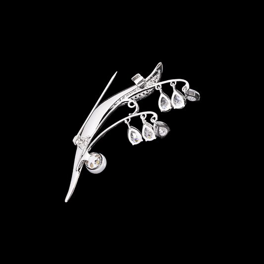 AVELIA Silver Crystal Lily of the Valley Brooch
