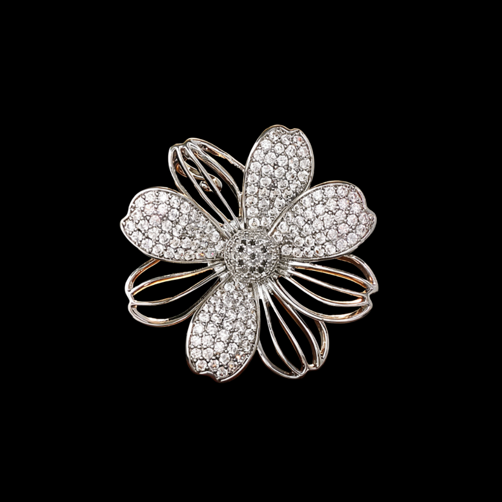 AVELIA Silver Crystal Sakura Cherry Blossom Brooch