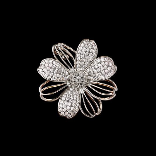 AVELIA Silver Crystal Sakura Cherry Blossom Brooch