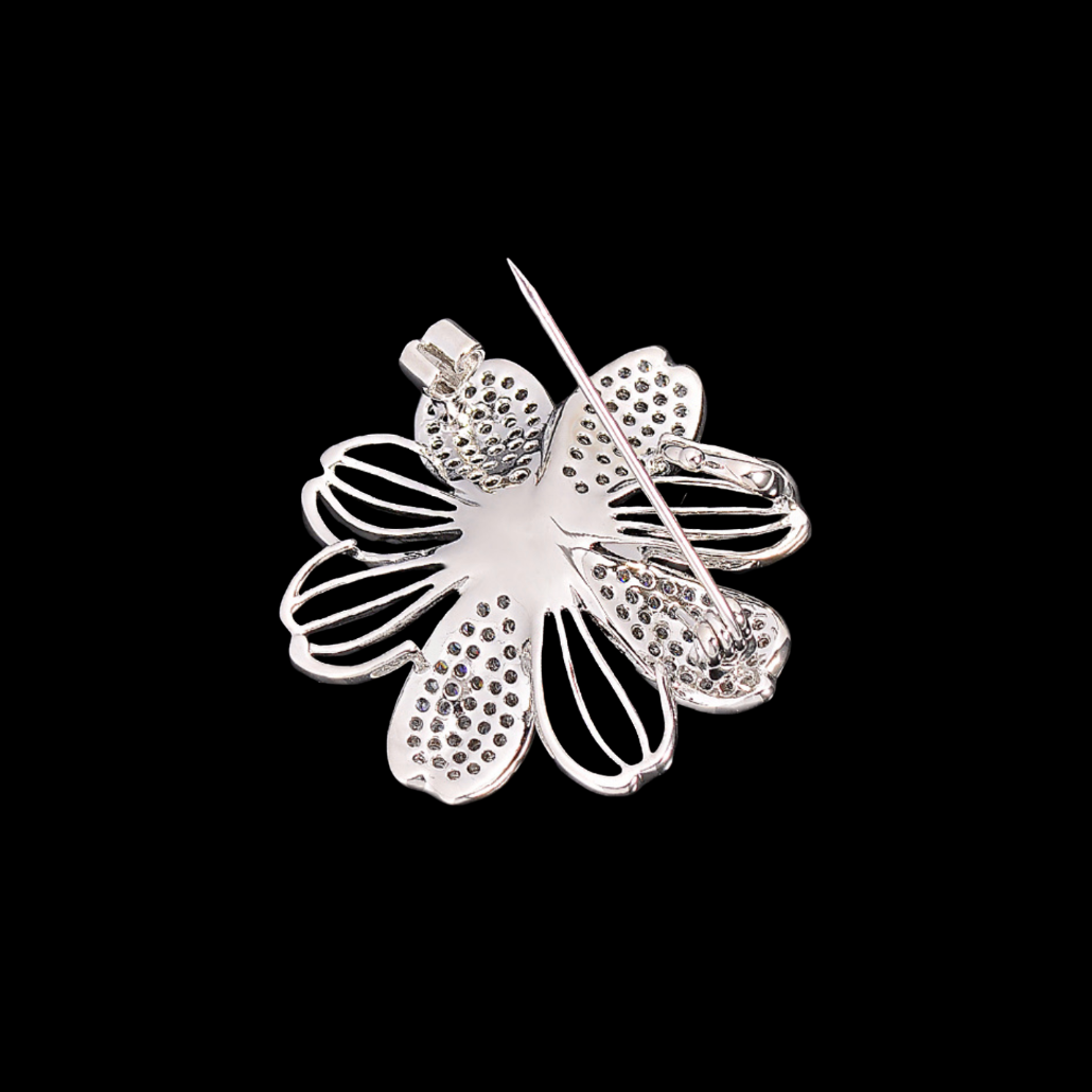 AVELIA Silver Crystal Sakura Cherry Blossom Brooch