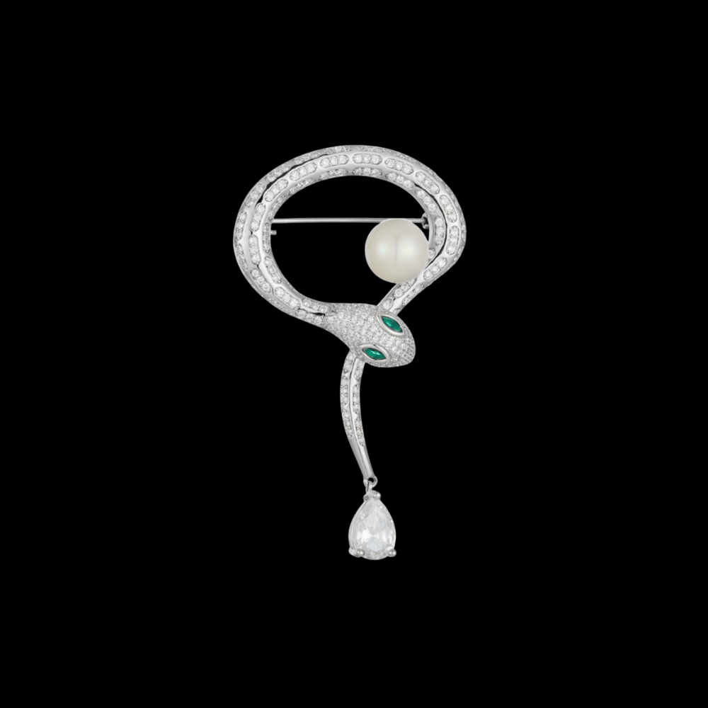 AVELIA Silver Crystal Snake Brooch​