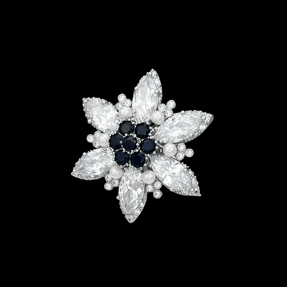 AVELIA Silver Crystal Snowflake Scarf Ring