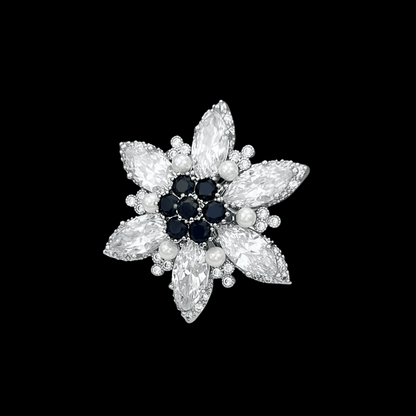 AVELIA Silver Crystal Snowflake Scarf Ring