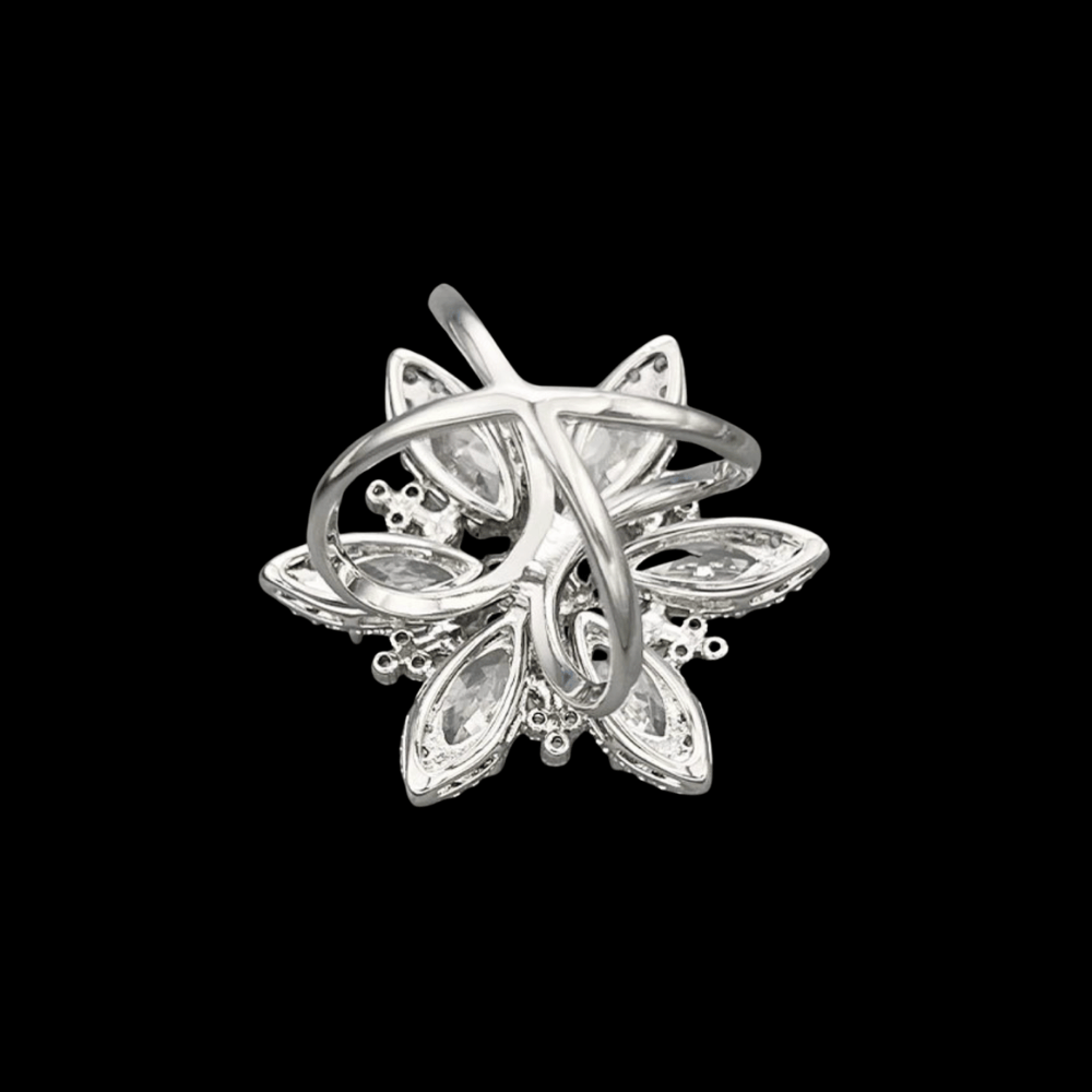 AVELIA Silver Crystal Snowflake Scarf Ring