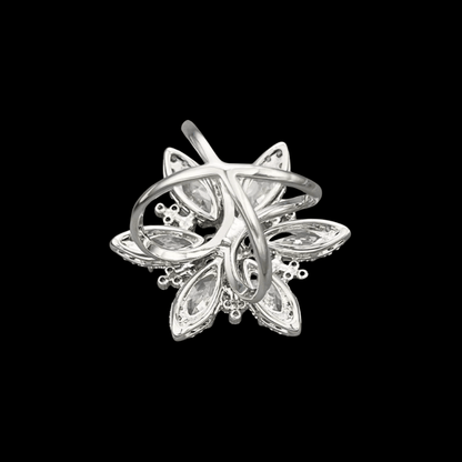 AVELIA Silver Crystal Snowflake Scarf Ring