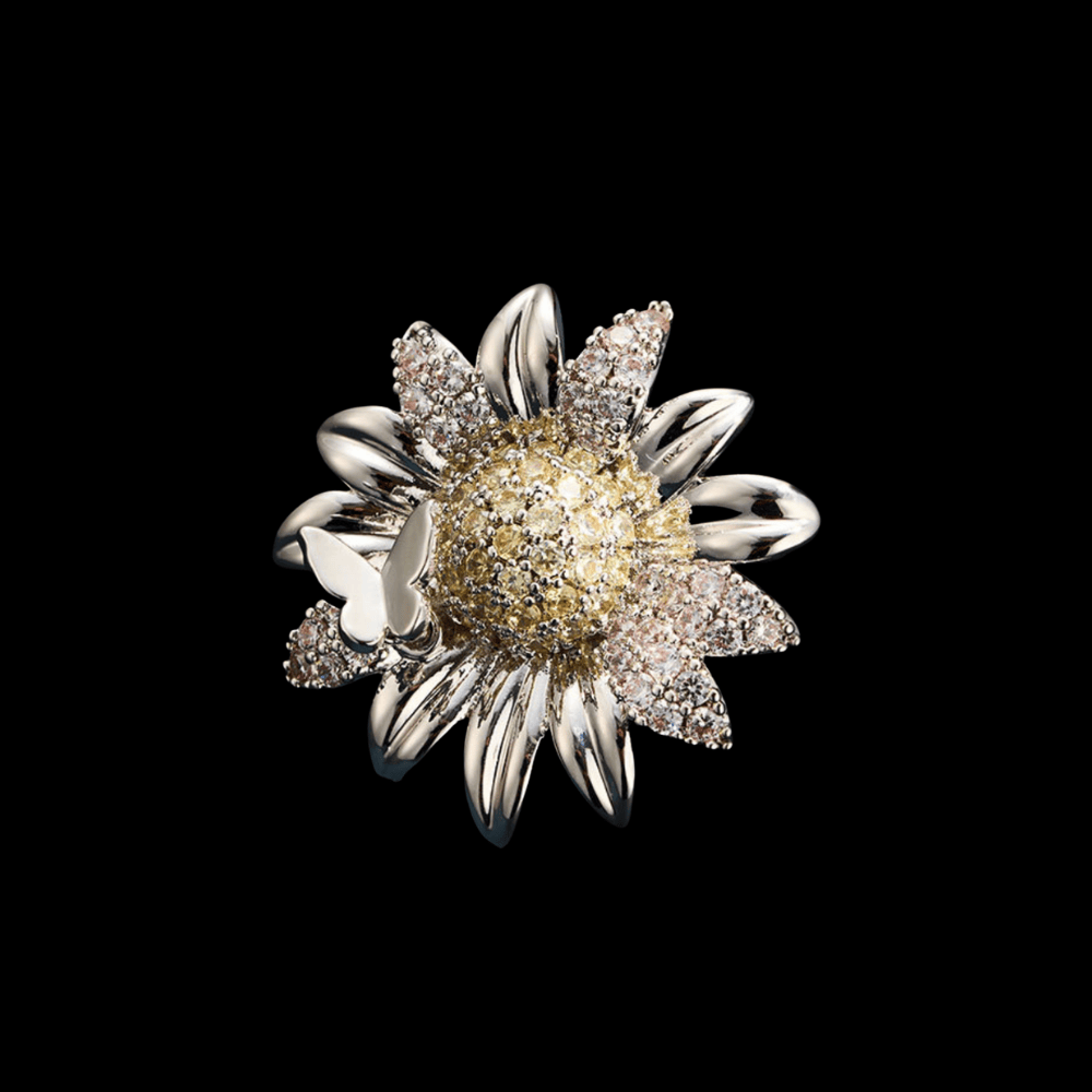 AVELIA Silver Crystal Sunflower Brooch
