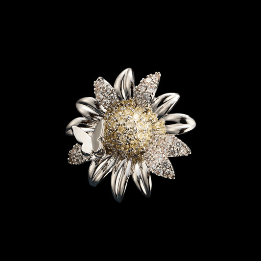 AVELIA Silver Crystal Sunflower Brooch