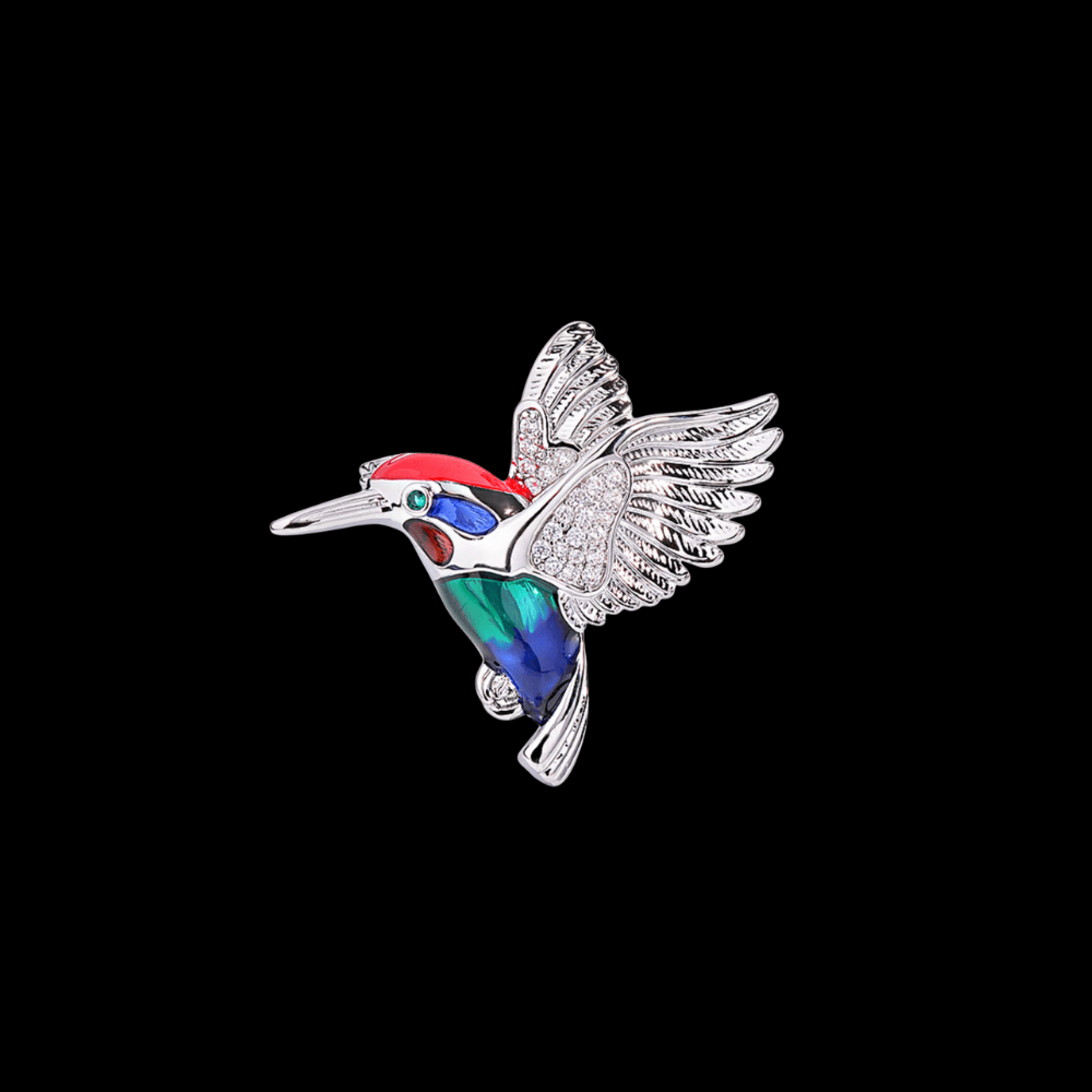 AVELIA Silver Enamel Hummingbird Brooch