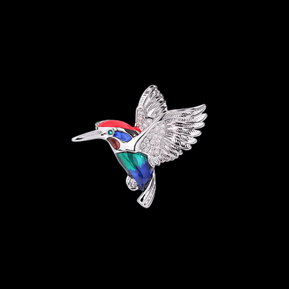AVELIA Silver Enamel Hummingbird Brooch