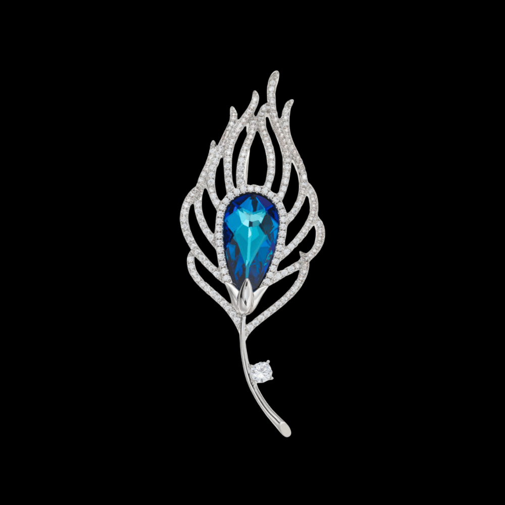 AVELIA Silver Feather Brooch​
