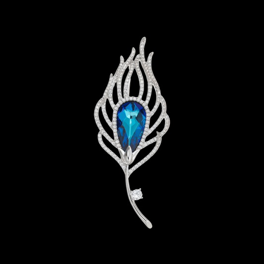 AVELIA Silver Feather Brooch​