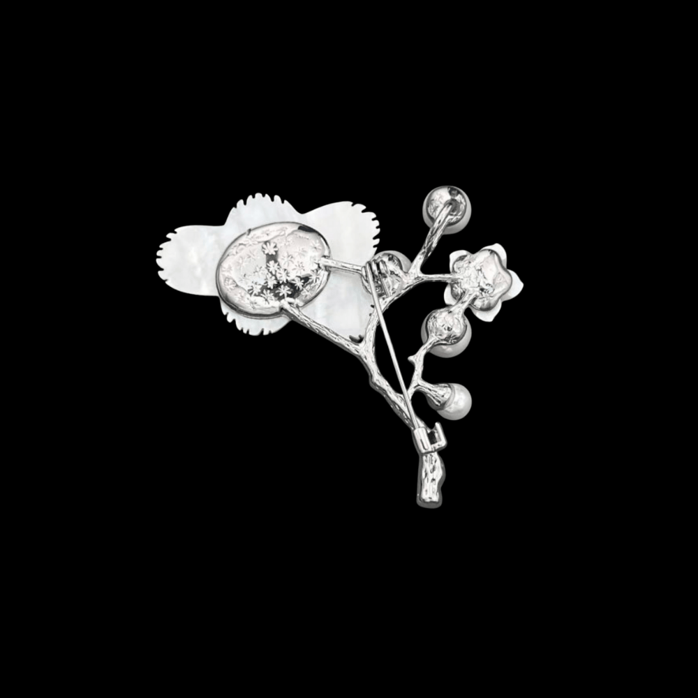 AVELIA Silver Mother of Pearl Cherry Blossom Brooch