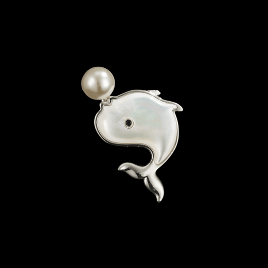 AVELIA Silver Mother of Pearl Whale Brooch