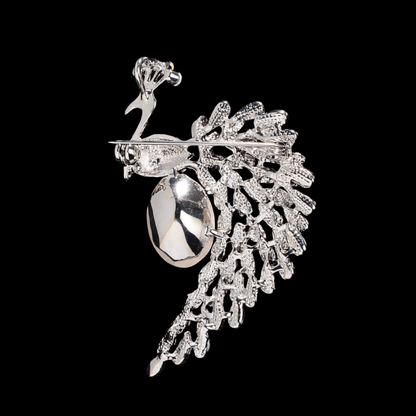 AVELIA Silver Peacock Brooch​