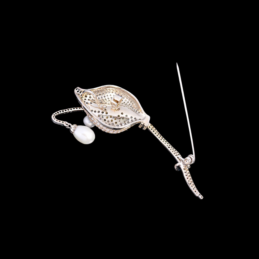 AVELIA Silver Pearl Calla Lily Brooch