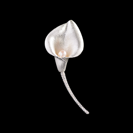 AVELIA Silver Pearl Calla Lily Brooch