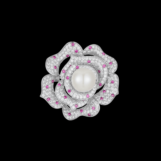 AVELIA Silver Pearl Camellia Brooch