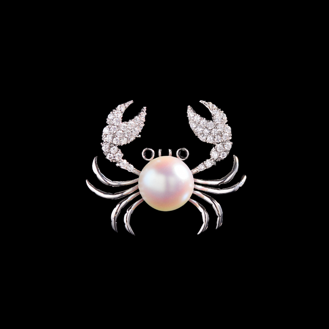 AVELIA Silver Pearl Crab Brooch