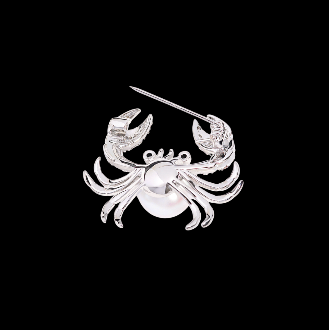 AVELIA Silver Pearl Crab Brooch