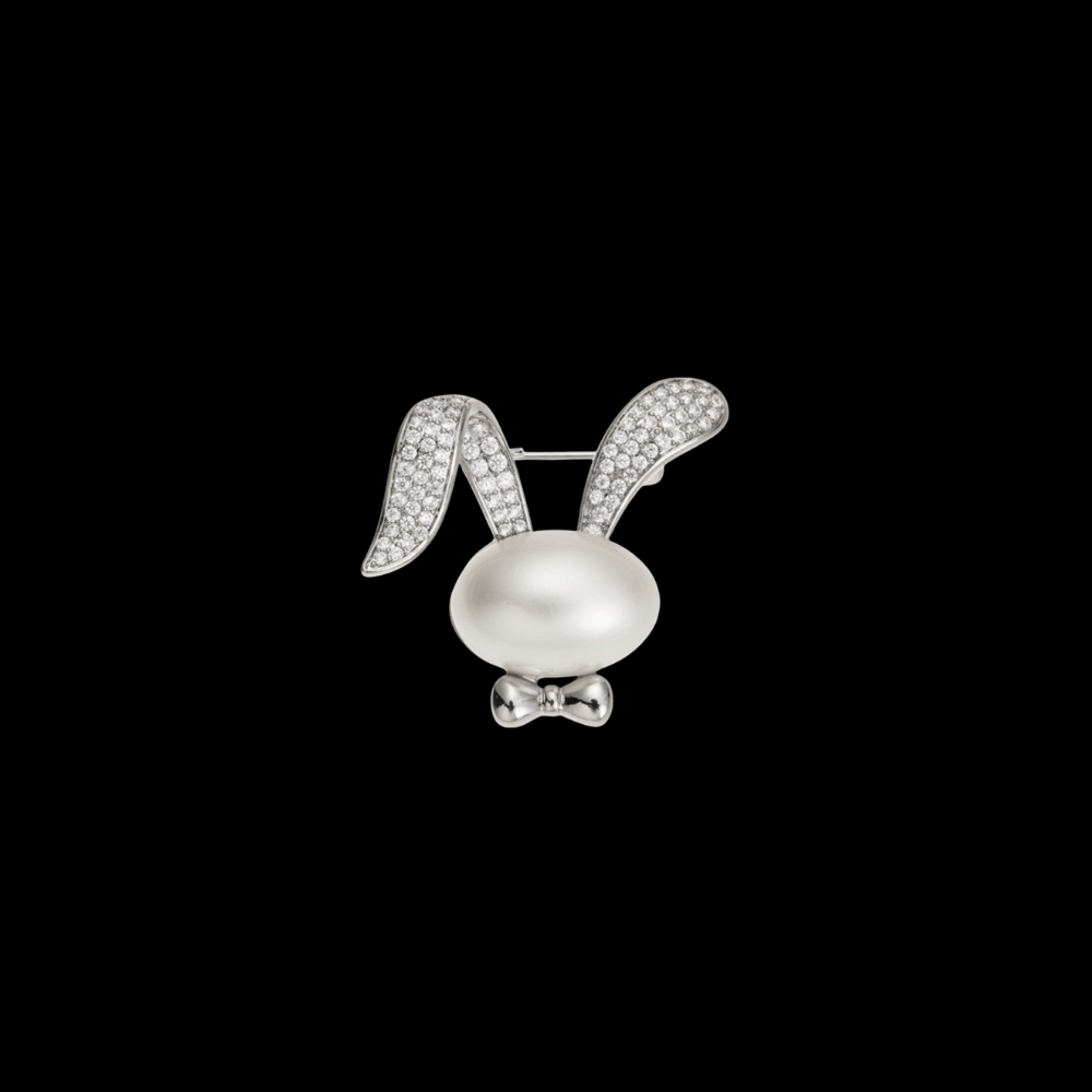 AVELIA Silver Pearl Rabbit Brooch