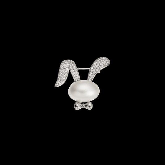AVELIA Silver Pearl Rabbit Brooch