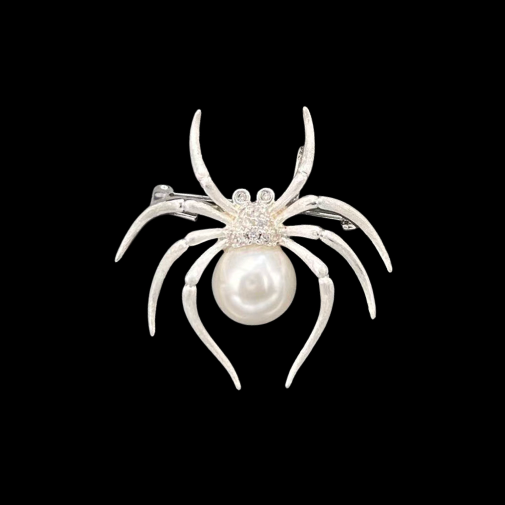 AVELIA Silver Pearl Spider Brooch