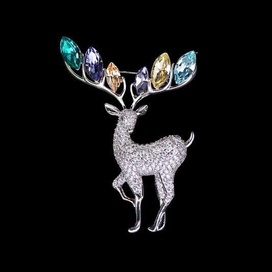 AVELIA Silver Reindeer Brooch​