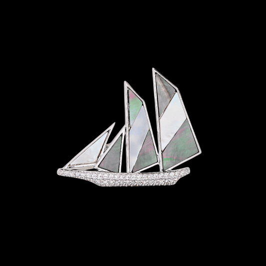 AVELIA Silver Sailboat Brooch