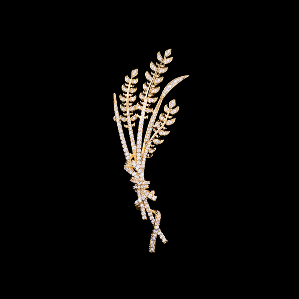 AVELIA Sparkling Crystal Sheaf of Wheat Brooch