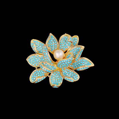 AVELIA Turquoise Crystal Water Lily Brooch