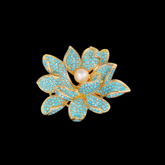 AVELIA Turquoise Crystal Water Lily Brooch