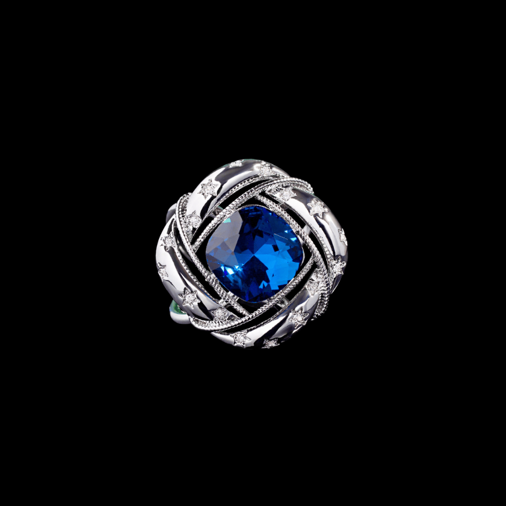 AVELIA Vintage Blue Crystal Scarf Ring