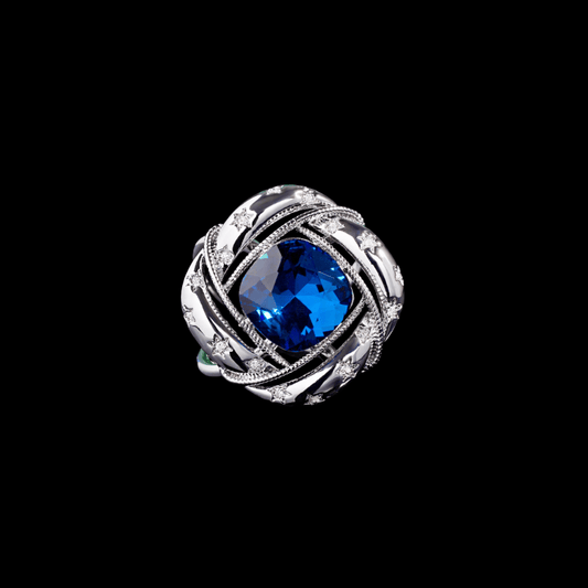 AVELIA Vintage Blue Crystal Scarf Ring