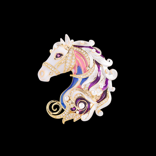 AVELIA Vintage Colorful Enamel Horse Head Brooch​