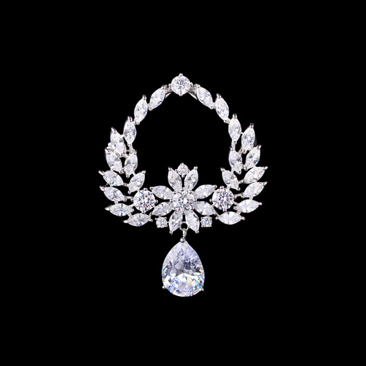 AVELIA Vintage Crystal Olive Leaf Brooch